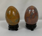 Lot Of 2 Vintage Large VEINED Brown Marble Stone Granite Collectible Eggs