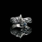 Vintage Crystal Sleeping Fox Ring For Men Women Gothic Punk Party Jewelry Gift