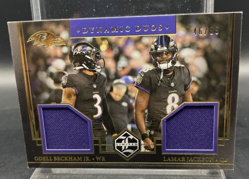 2023 PANINI LIMITED DYNAMIC DUOS PATCH LAMAR JACKSON ODELL BECKHAM JR #’D 46/99