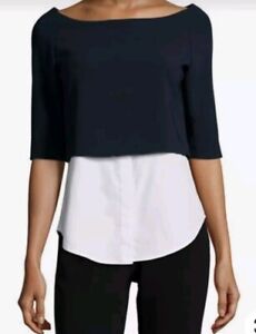 Theory Top/blouse Size Large Navy White