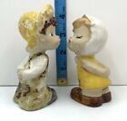 Vintage Boy Kissing Girl Yellow Salt and Pepper Shakers Gift Ceramic