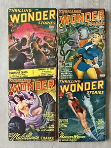 Thrilling Wonder Stories 4 Book Pulp Magazine Lot! Bergey Covers