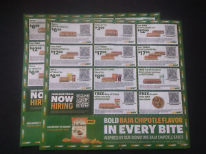 2 FULL Sheets SUBWAY COUPONS, Total 28 Coupons Expire 5/9/24
