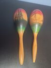 Handmade Wooden Maracas Percussion Instruments-Palm Tree-Red Green