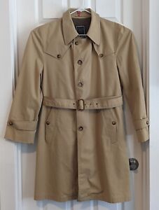 VTG Christian Dior Trench Coat Men's 42R Rain Stain Repellent Wool Lined Belted