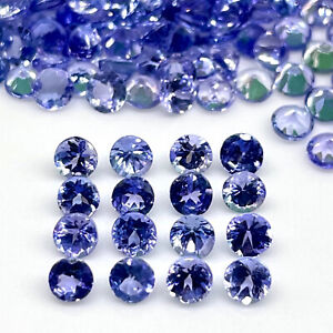 20 Pcs Natural Tanzanite 3mm Round Cut Dazzling Loose Wholesale Gemstones Lot