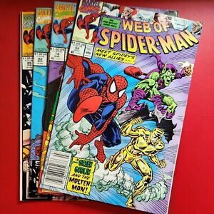 Web of Spider-Man #'s 66, 74, 82, 85 Lot of 4 1990 Marvel Comic Books Good