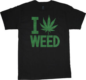I Love Weed Pot 420 Cannabis Stoner Gifts T-shirt Mens Clothing Apparel
