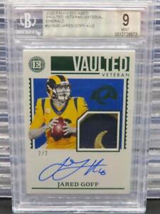 New Listing2020 Encased Jared Goff Emerald Vaulted Patch Autograph Auto #2/2 BGS 9 10