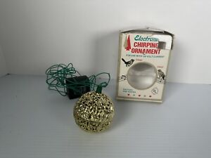 Vintage Electronic Singing Bird Chirping Christmas Ornament GOLD W/Box Works