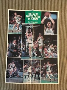 1985 86 Boston Celtics In Action Poster Boston Globe World Champions Larry Bird