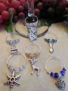 NEW 6 Different Disney FROZEN Inspired Wine Glass Charms Great Holiday Gift Idea