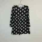 H&M Black Long Sleeve White Daisy Print Dress Size 6X/7 Girl's