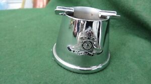 WW 1 BRASS TRENCH ART FUSE CAP ASHTRAY WITH ROYAL ARTILLERY BADGE
