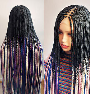 New ListingBox braids Wig For Black Women, Lace Front Long Single Braided Wig, African Wig