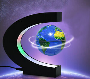 Creative C Shape Magnetic Levitation Floating Globe World Map with Colorful LED