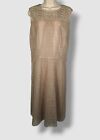 $1440 Akris Women's Gold Sleeveless Checkered Overlay A-Line Dress Size 10