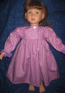 Purple Nightgown with White Flowers and Dots, Lace & Bow-Fits 23