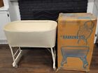 VTG Made In USA Woven White Wicker Pastel Baby Bassinet Bedside Portable Crib