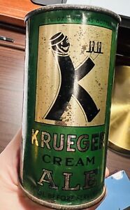 Krueger Cream Ale Flat Top Beer Can (Empty) 1930’s RARE Factory demo example!