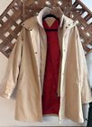 Tommy Hilfiger Woman’s Tan Trench Coat Red Lining With Logo Size L Double Layer