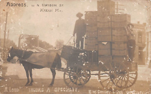 RPPC MACON MISSOURI A LOAD TRUNKS A SPECIALTY E W SMILEY 1909 PTHOTO POSTCARD