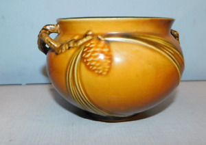 Roseville pine cone Brown 1930's vintage art pottery rose bowl 4