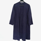 Eileen Fisher Cardigan Sweater Stretch Tencel Silk Open Long Duster Purple M