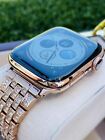 Custom 24K Rose Gold 45MM Apple Watch SERIES 9 Stainless Steel Rose Gold Band