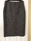 Alexander McQueen Skirt Wool Blend Gray Black Textured Midi Straight Size 44