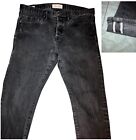 Gap 1969 Kaihara Japanese Selvedge Denim 33*x32 SLIM Black Stretch Jeans Faded