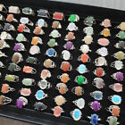 5-100Pc Wholesale Lot Mixed Ring Natural Stone Rings Women Gemstone Jewelry Bulk