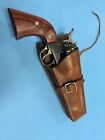 Vintage Western Style Brown Leather Revolver Holster with Buckle Right Hand