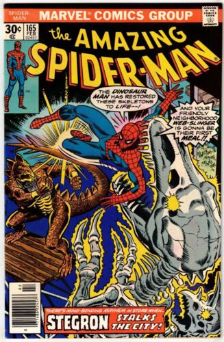 AMAZING SPIDER-MAN #165 (1977)-STEGRON APPEARANCE & COVER- ANDRU & ROMITA SR-VF+