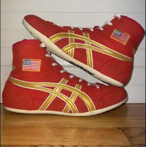 size 9.5 Red / Gold asics wrestling shoes O.G ex-eo twr900