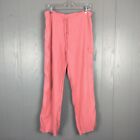 St. Johns Bay 100% Linen Pull On Pants Coral Pink M Hi Rise Ankle Drawstring