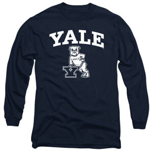 Yale University Adult Long Sleeve T-Shirt One Color Logo, Navy, S-3XL