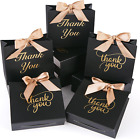 Black Thank You Gift Bags 50PCS, Mini Gift Boxes Bulk Party Favor Bags with Bow