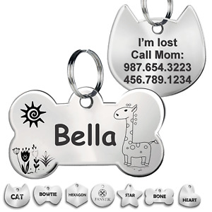 Pet ID Tag, Customized Dog Tags, Cat Tags, Engraved (Illustration) MADE IN USA