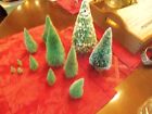 Christmas Bottle Brush Trees Christmas Village Decor (Lot of 12) Bare and Snowy