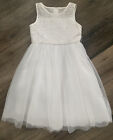 Tip Top Girls White Flower Girl Dress Size 6 Tulle Sparkles