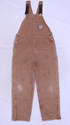 C4287 VTG Carhartt R02 Double Knee Duck Quilt Lined Overalls Made in USA 38/32