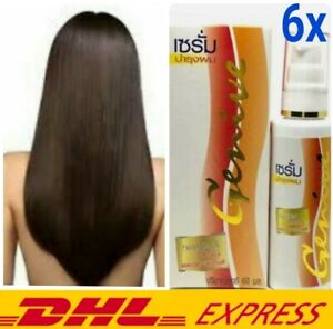 6x Serum GENIVE Long Hair Fast Growth Helps Your Hair Lengthen Grow Faster 60ml.