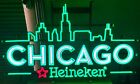 Heineken Beer Brewery Authentic Chicago Skyline Light Up LED Sign NEW MIB