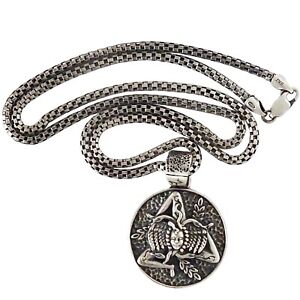 Medusa Triskelion Sterling Silver 925 Trinacria Pendant with Chain Sicilian