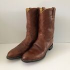 Justin Deerlite Leather Cowboy Boots Mens Size 11 B Extra Narrow Round Toe Brown
