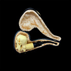 Skull and bone Meerschaum Pipe smoking tobacco pipe w case MD-380