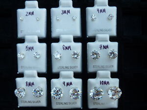 Sterling Silver CZ Stud Earrings with Butterfly Posts NEW