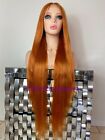 Orange Straight Wig 32 Inch Long extra Long Middle Part Heat Ok