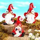 Set of 3 Ladybug Trio Statue w/ Flowers Figurine Yard Lawn Garden Art Ornament